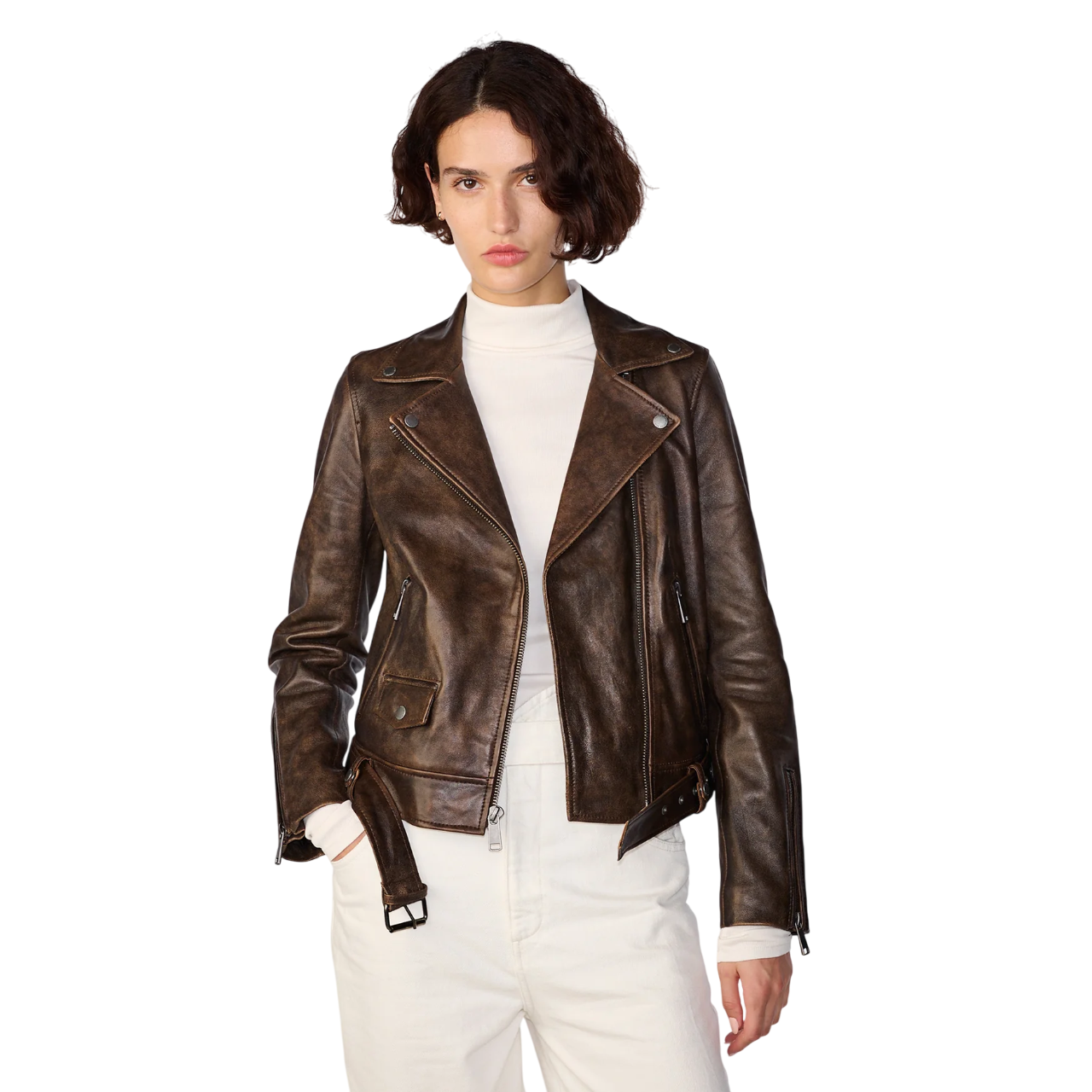 Stylish Jacket With Leather Exterior